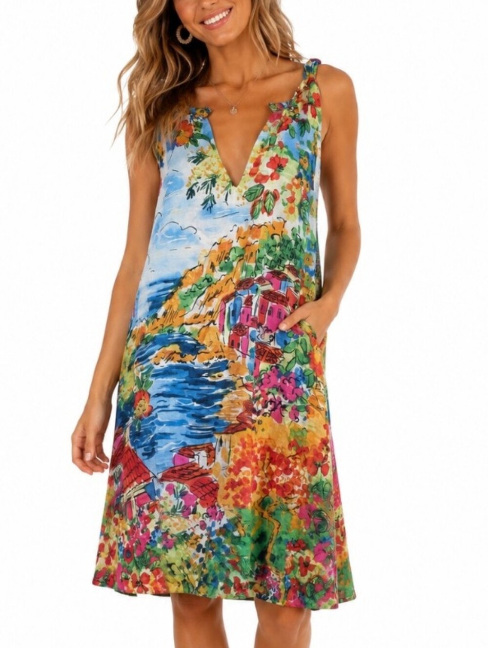 London Times Scenic Floral Shift Dress Medium NWT